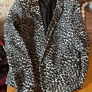 The Kooples Black and White Leopard Print Blazer